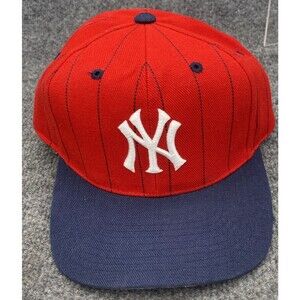 NY Yankees Hat Cap Red Pinstripe Navy GCC Grosscap Snapback  90's Deadstock